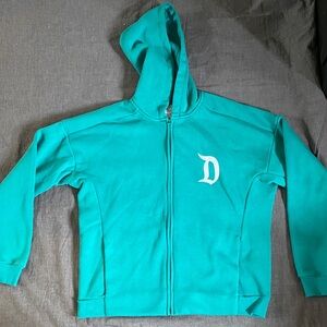 Disney Teal Zip-Up Hoodie with White Letter classic Disneyland sweater fantasy